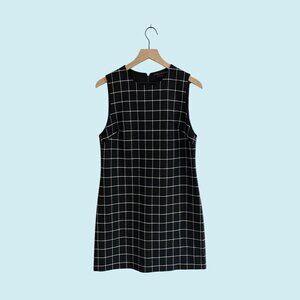 Alice + Olivia Dress Size Medium Black & White Check Sleeveless Mini Zip Back